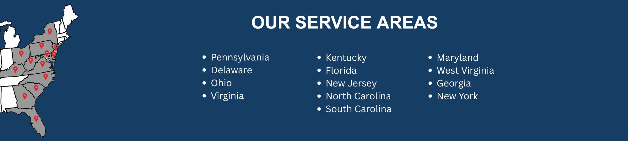Automotive Lift Service coverage areas map